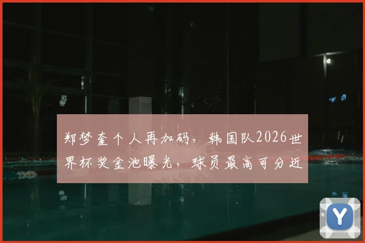 郑梦奎个人再加码,韩国队2026世界杯奖金池曝光,球员最高可分近2700万